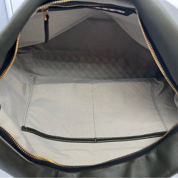 NWT MARNI Leather Forest Green Black Colorblock Pouch Oversized Clutch Bag - Picture 8 of 10